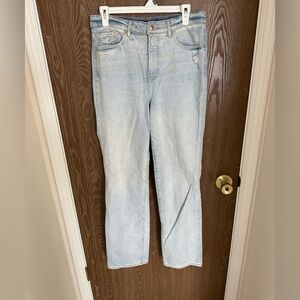 Express Super High Rise Modern Straight Light Wash Jeans Size 8L